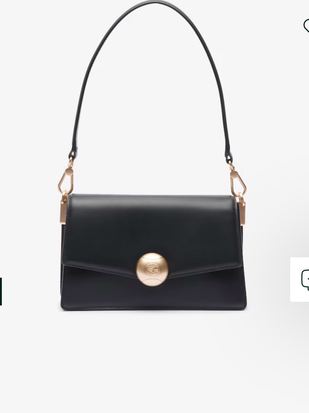 Lacoste Black Shoulder Bag with Gold-Tone Button - Picture 3 of 5